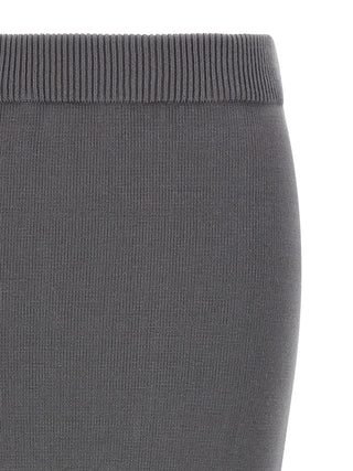 Gray Cotton Midi Skirt