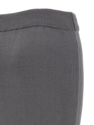 Gray Cotton Midi Skirt
