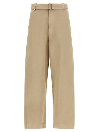 Beige Cotton Casual Pants