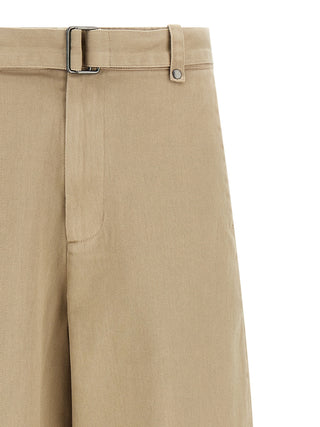 Beige Cotton Casual Pants