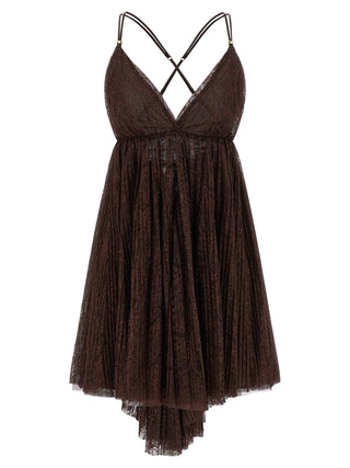 Brown Polyamide Short Dress