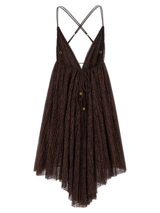 Brown Polyamide Short Dress