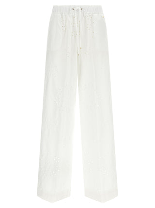 White Cotton Casual Pants