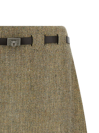 Multicolor Linen Long Skirt