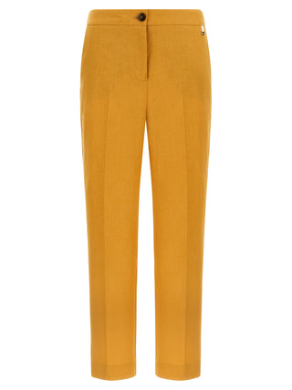 Orange Linen Casual Pants