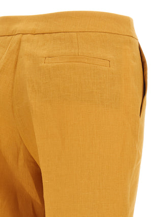 Orange Linen Casual Pants