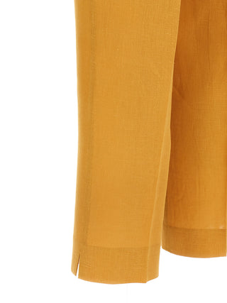 Orange Linen Casual Pants