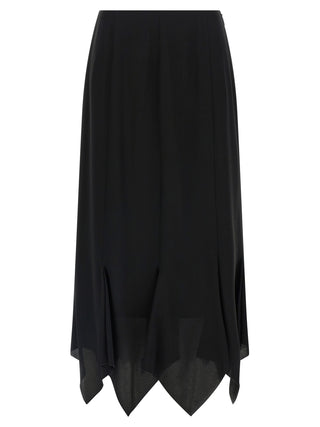 Black Silk Midi Skirt