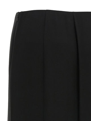 Black Silk Midi Skirt