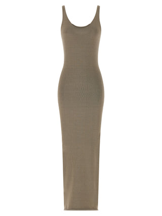 Beige Cotton Midi Dress