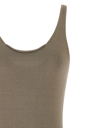 Beige Cotton Midi Dress