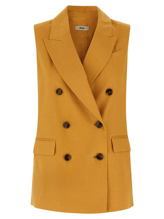 Bicolor Linen Sleeveless Jacket