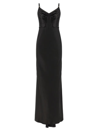 Black Polyester Long Dress