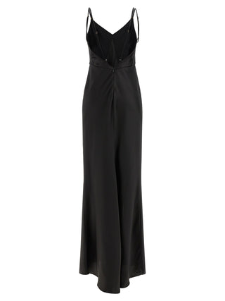 Black Polyester Long Dress