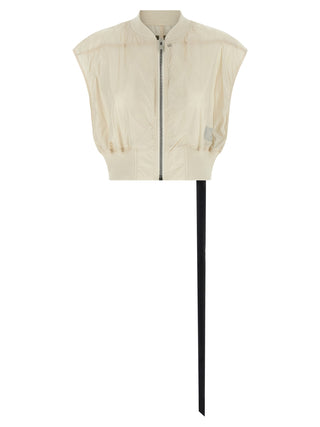 Beige Nylon Sleeveless Jacket