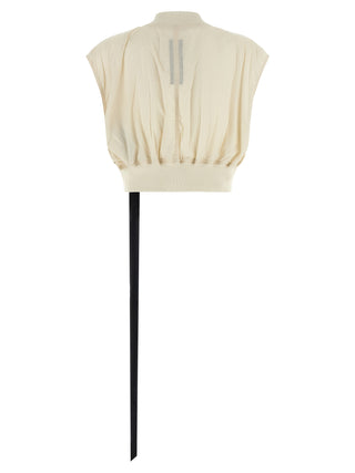 Beige Nylon Sleeveless Jacket