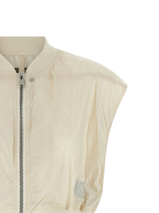 Beige Nylon Sleeveless Jacket