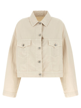 Beige Cotton Denim Jacket