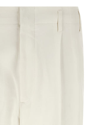 White Cotton Casual Pants