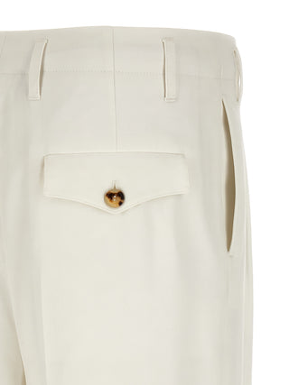 White Cotton Casual Pants
