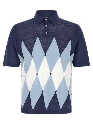 Blue Linen Polo Shirt