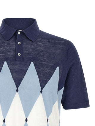 Blue Linen Polo Shirt