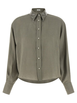 Blusa bicolor de lino