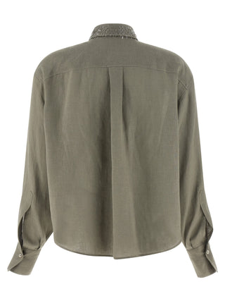Blusa bicolor de lino