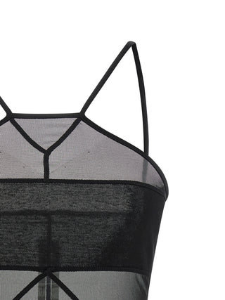 Black Nylon Sleeveles T-Shirt