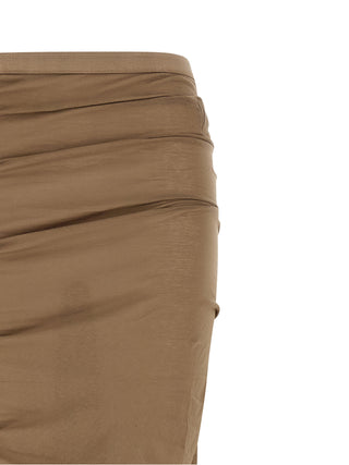 Beige Cotton Mini Skirt