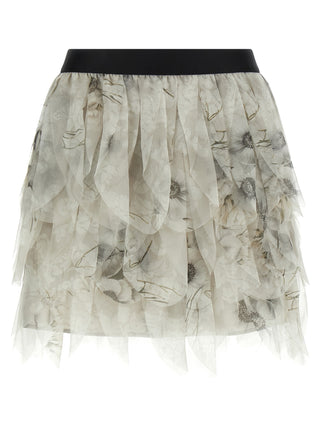 Falda larga de seda gris