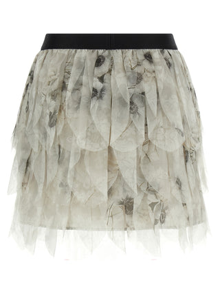 Falda larga de seda gris