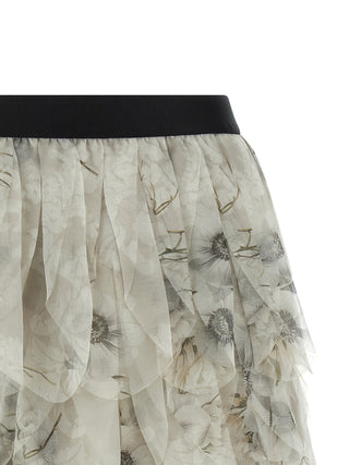 Falda larga de seda gris