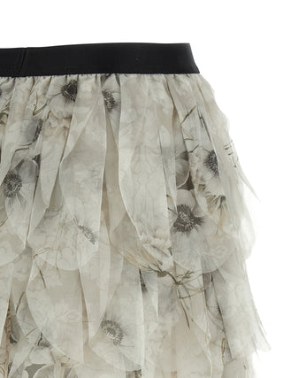 Falda larga de seda gris
