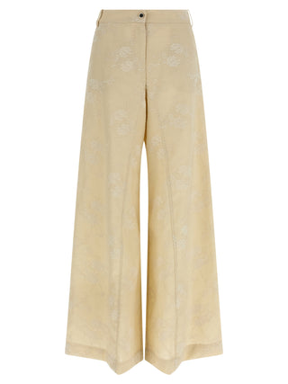 Beige Linen Flared Pants