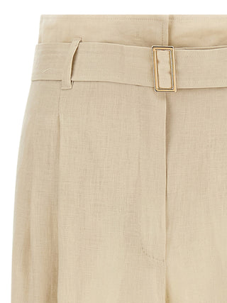 Beige Linen Casual Pants