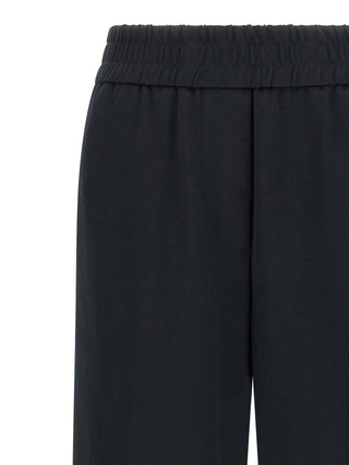 Blue Cotton Casual Pants