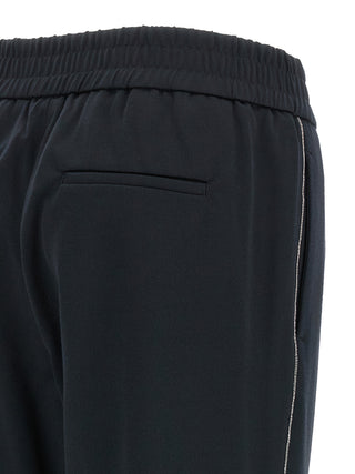 Blue Cotton Casual Pants