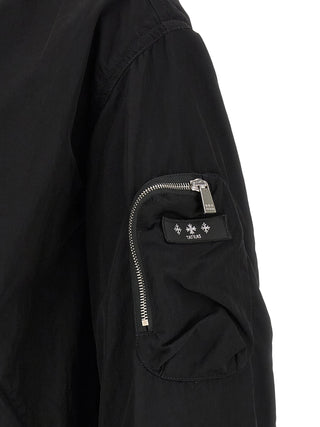 Black Nylon Bomber