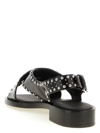 Brown Calfskin Flat Sandals