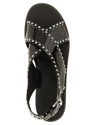 Brown Calfskin Flat Sandals