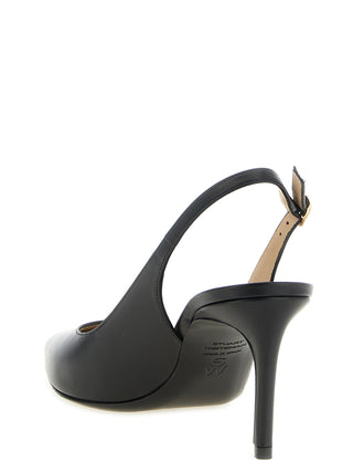 Black Calfskin Mid Heel Pumps