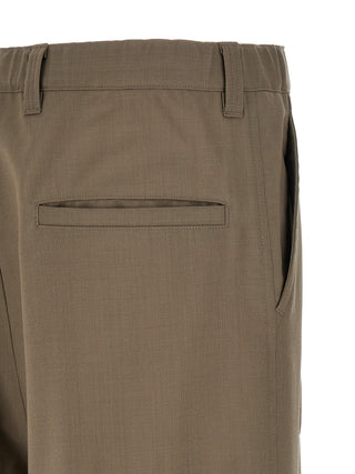 Beige Wool Casual Pants