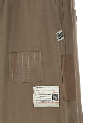 Beige Wool Casual Pants