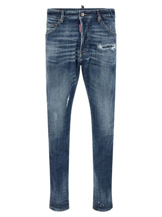 Jeans ajustados de algodón azul