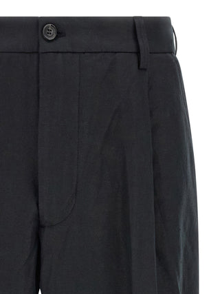 Black Cotton Casual Pants