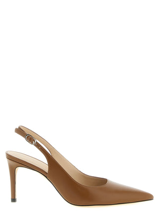 Brown Calfskin Mid Heel Pumps