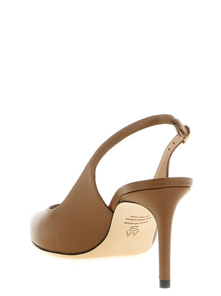 Brown Calfskin Mid Heel Pumps