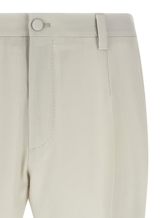Pantalones de vestir beige de lana virgen