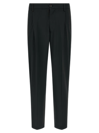 Black Polyester Casual Pants